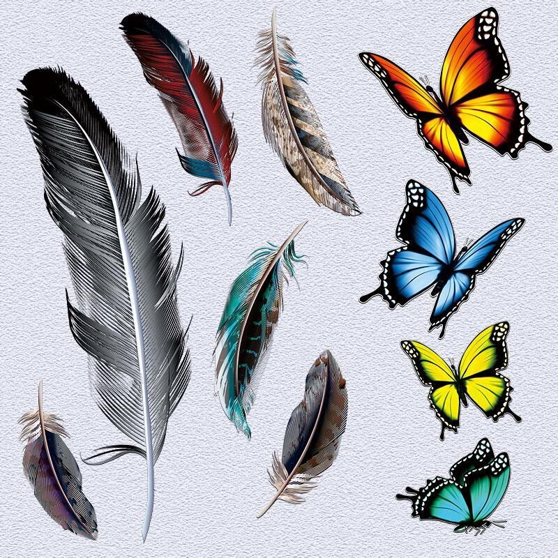 Car Scratch Sticker Body Scratch Personality Decal Cover Creative Decoration Cover Feather Sticker Butterfly Car Sticker