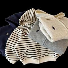 加拉链宝宝保暖上衣儿童休闲绒外套开衫女童男加厚连帽夹克衫盈尚