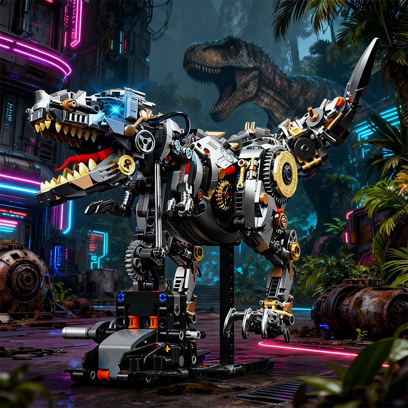 Unicornio mecánico ballena modelo de dinosaurio decoración luminosa ensamblaje bloques de construcción juguetes explosivos transfronterizos