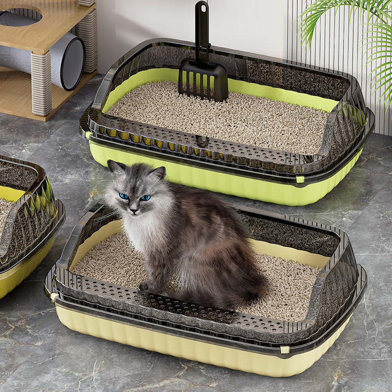 特大トイレ 猫トイレ 半密閉型 飛沫防止トイレ 極小子猫用 全開式小便器|undefined