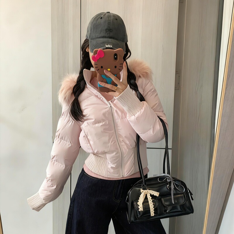 Winter New Style Little Seagull Spicy Girl Style Hooded Thick Cotton Jacket for Women, Sweet Korean Style Waist-Cinching Short Cotton Coat Winter New Style Little Seagull Spicy Girl Style Hooded Thick Cotton Jacket for Women, Sweet Korean Style Waist-Cinching Short Cotton Coat