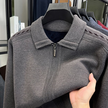 开衫翻领毛衣男2025新款潮流休闲针织衫加绒加厚百搭保暖针织外套