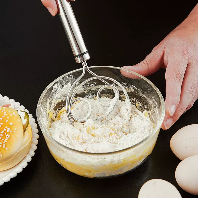 Stainless steel dough mixer/kneading whisk for kitchen manual dough mixing, non-stick flour mixer whisk, kneading tool