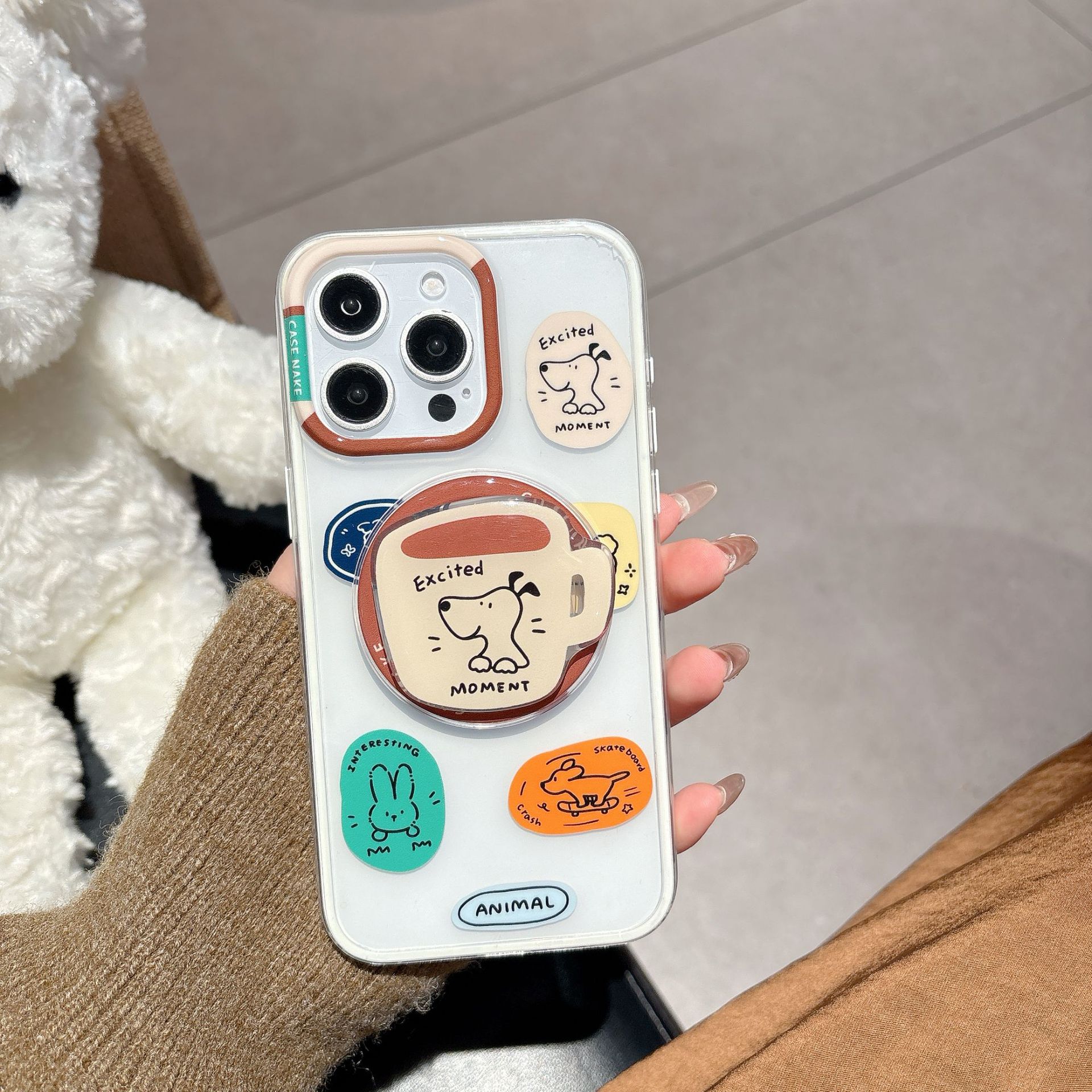 Ins etiqueta de color de nicho cachorro gato para Apple 16ProMax pareja 15Pro funda para teléfono móvil 14/13