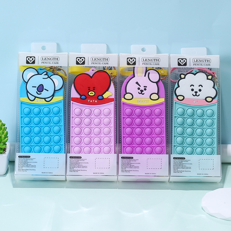 Cross-border cartoon eight brothers student silicone pencil case high-quality stationery bag large capacity multi-function simple pencil box