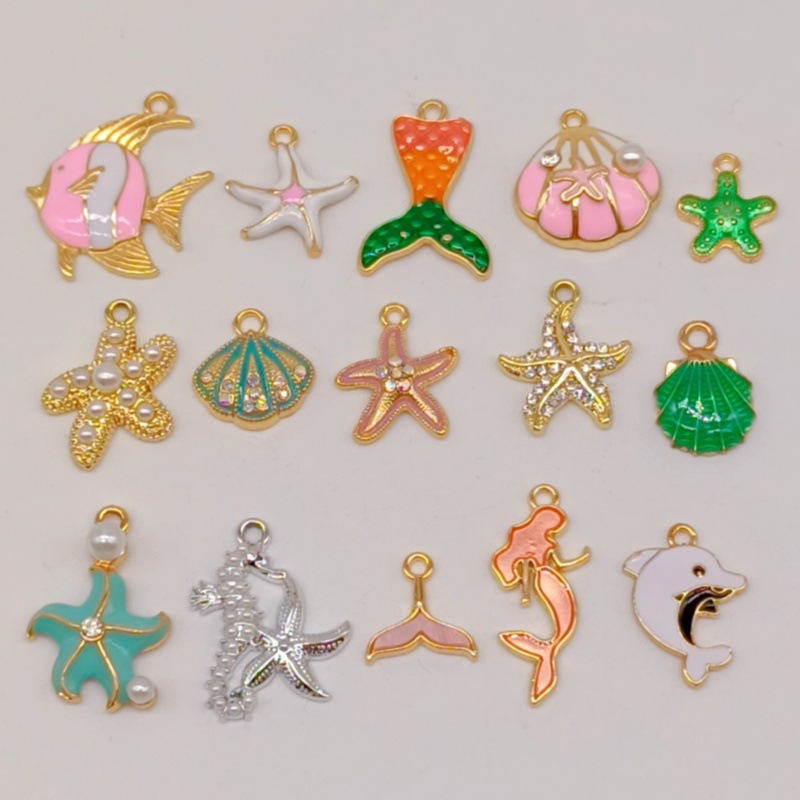10 ピース/パック合金ペンダント海洋要素 DIY ジュエリーアクセサリー女性の日本と韓国のジュエリーアクセサリーホット販売|undefined