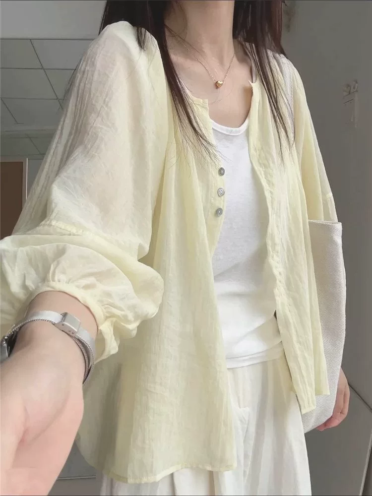 Рубашка, летняя куртка, кардиган, короткий длинный рукав, размер плюс, солнцезащита, оверсайз