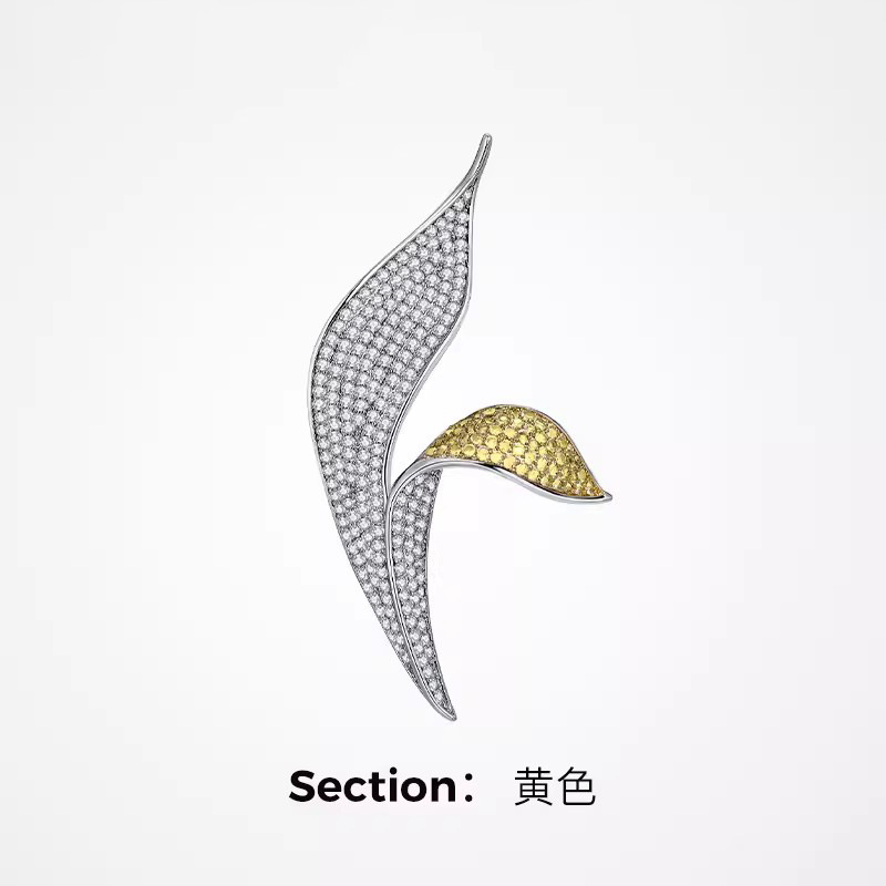 复古雅兰胸针高档女精致叶子不对称胸花小众设计感别针西装配饰品|undefined