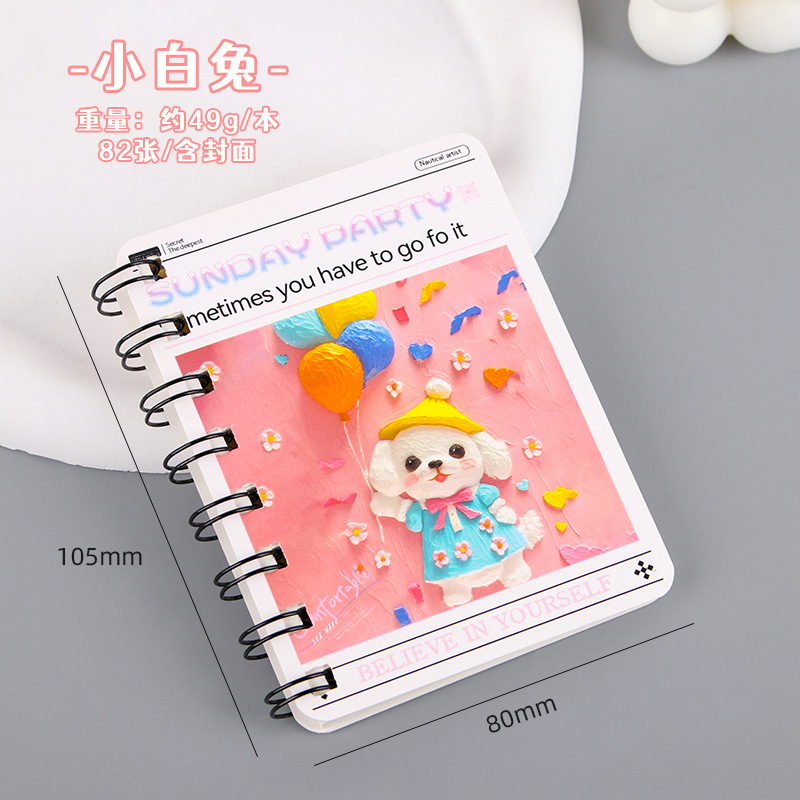 Creativo Panda bobina de dibujos animados de estudiantes A7 side flip bolsillo portátil cuaderno de notas papelería al por mayor