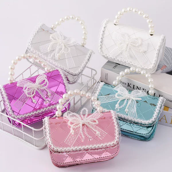 Cross-Border New Style Rhombus Pu Pearl Handbag, Exquisite and Versatile Princess Bag, Fashionable Crossbody Coin Purse Wholesale