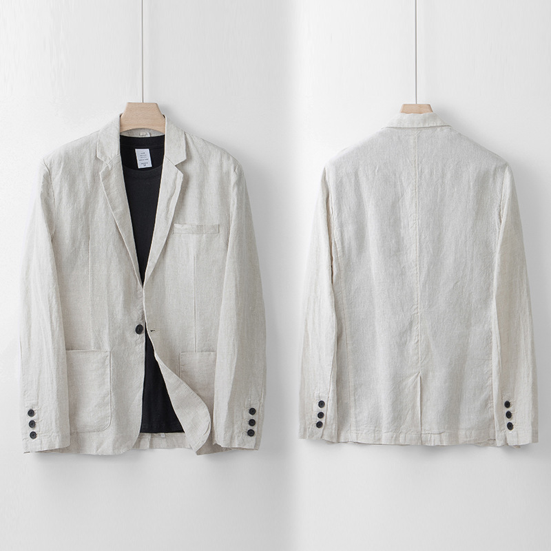 Nuevo traje de lino chaqueta casual suelta de los hombres más tamaño un botón traje de fábrica de los hombres entrega de una pieza 058