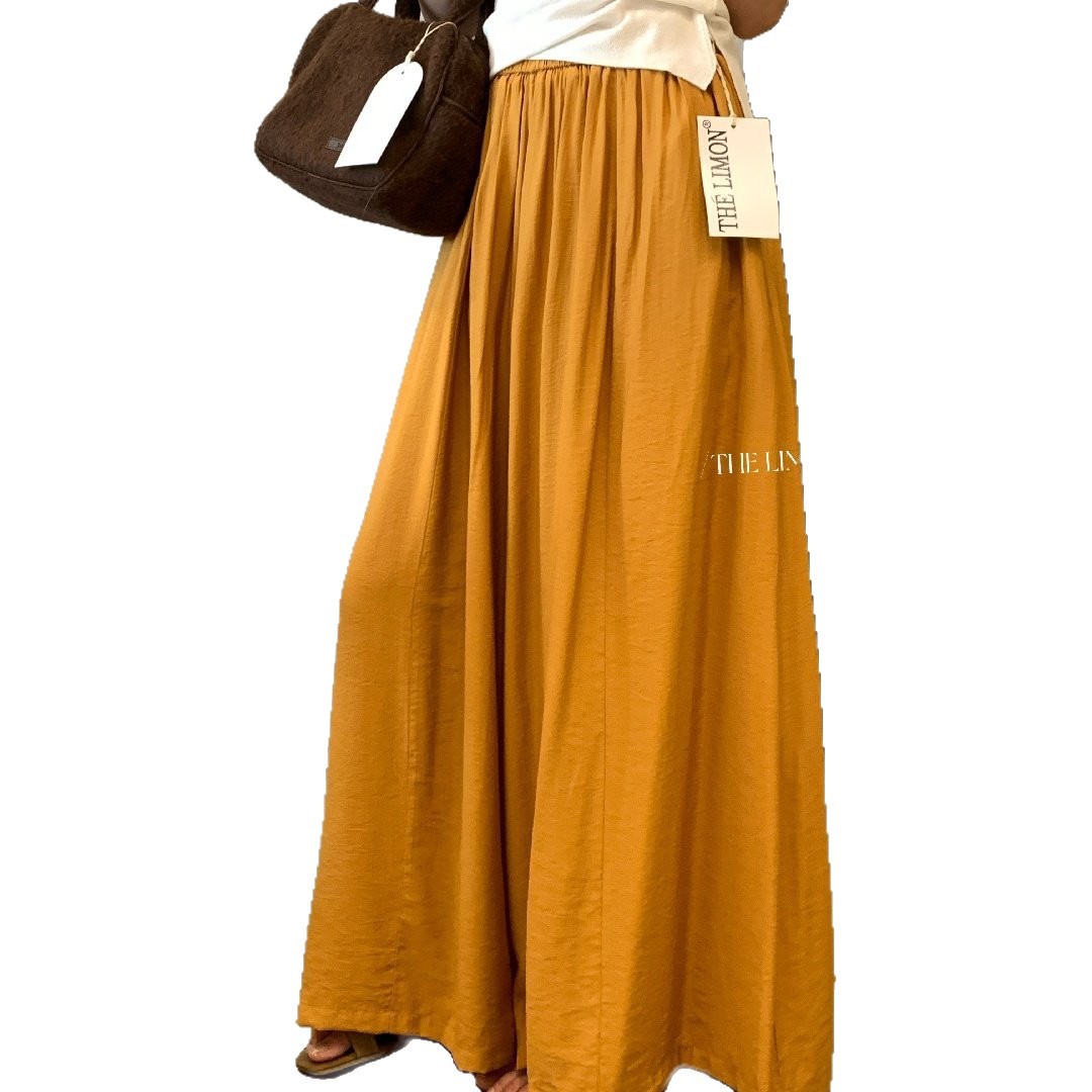 Quần culottes nữ ống rộng cạp cao dáng lười mùa hè 2026 — Thẻ nông, màu đen, màu hồng, màu cam