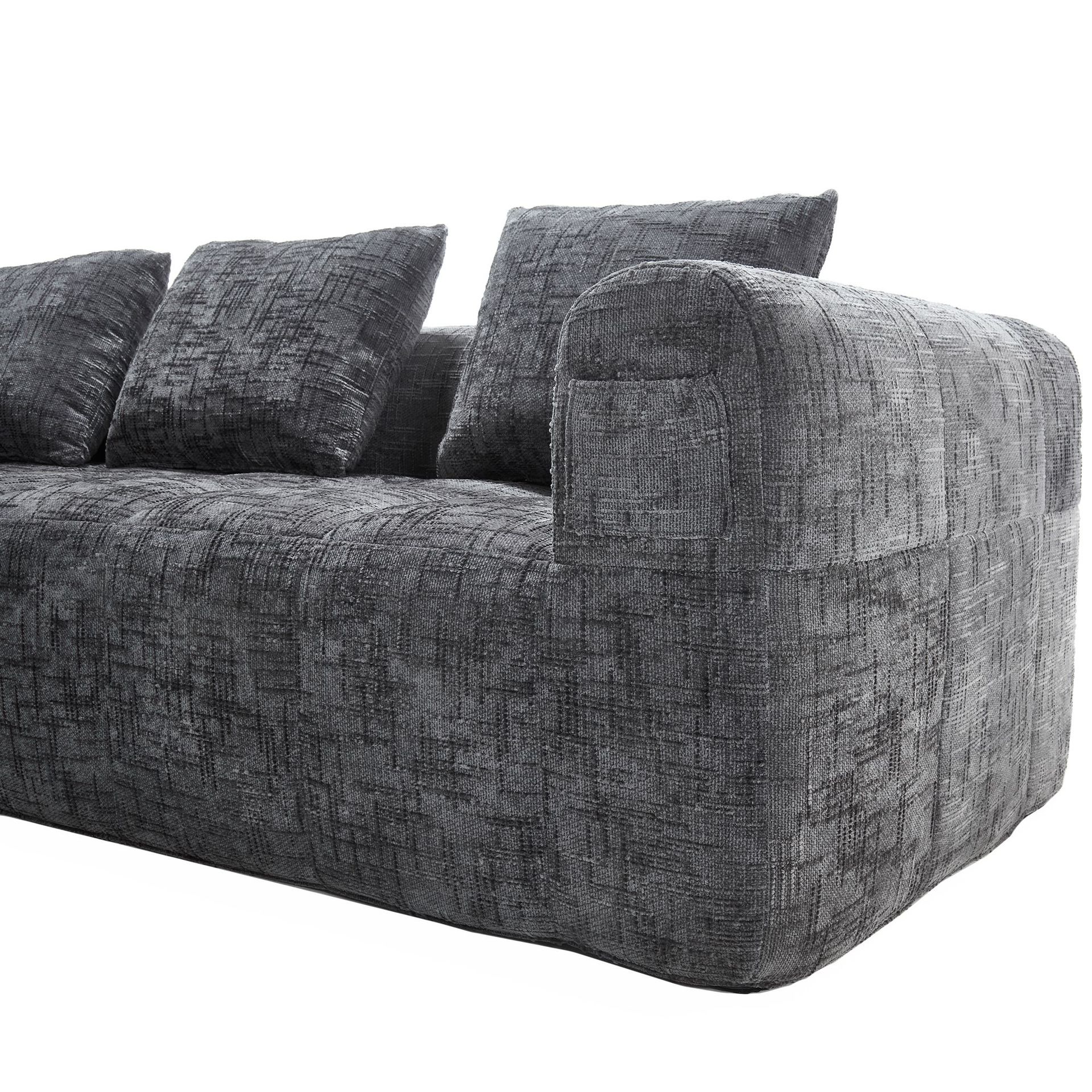 Foshan Factory Vacuum Roll Sofa de algodón de azúcar comprimido Sala de estar italiana Apartamento pequeño Sofá de tela en línea recta
