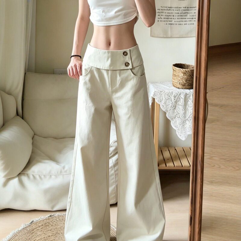 This Year's Trendy High-Waisted Straight Wide-Leg Pants for Women, Summer 2026 New Casual Long Pants, Loose Bf Lazy Style This Year's Trendy High-Waisted Straight Wide-Leg Pants for Women, Summer 2026 New Casual Long Pants, Loose Bf Lazy Style