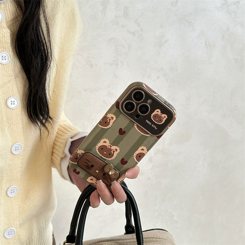 Ins verde raya kt para iphone14 lindo 16ProMax funda para teléfono 13 Apple 15 soporte 16P cordón