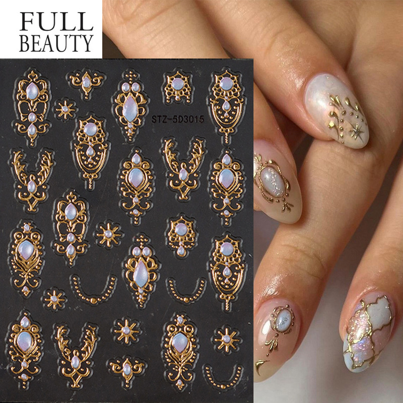 Cross-Border New Nail Art Stickers Embossed Stereo 5D Retro Baroque Palace Style Luxury Adhesive Nail Stickers Cross-Border New Nail Art Stickers Embossed Stereo 5D Retro Baroque Palace Style Luxury Adhesive Nail Stickers