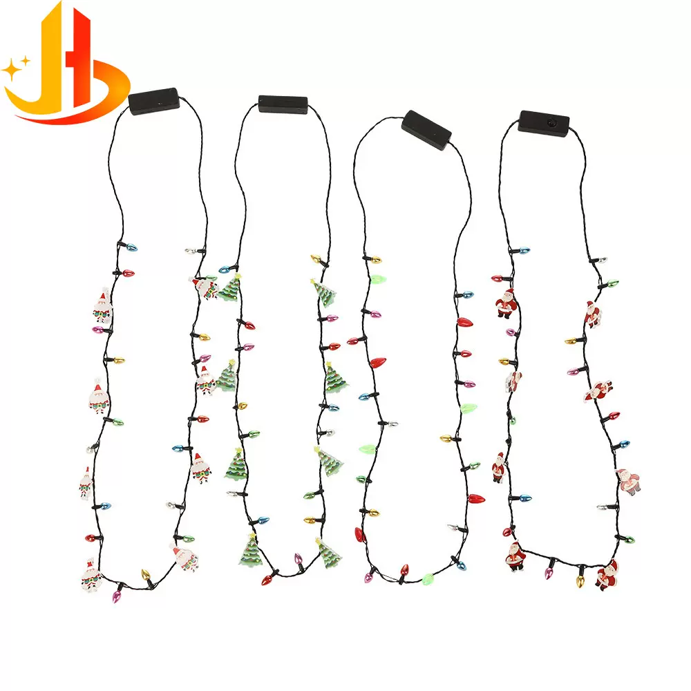 圣诞节发光项链LED小灯珠项链迷你灯泡圣诞树雪人圣诞老人LED项链