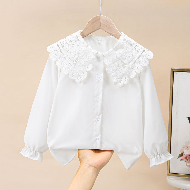 Girls' Shirts 2025 Spring & Fall New Style Kidsren's Medium and Large Kidsren's Large Lapel Doll Collar Korean Style Fashion Tops and Shirts Girls' Shirts 2025 Spring & Fall New Style Kidsren's Medium and Large Kidsren's Large Lapel Doll Collar Korean Style Fashion Tops and Shirts