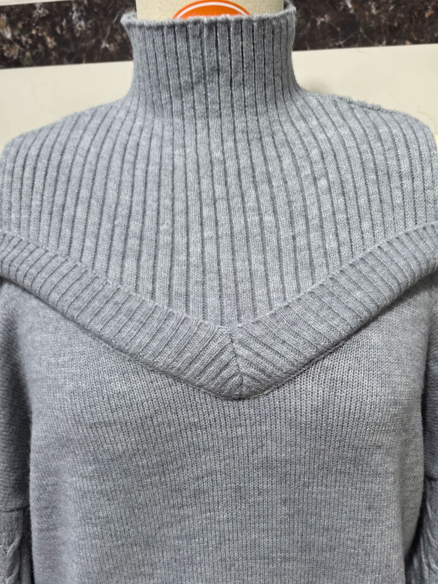 Damen Oversized Pulloverkleid Mit Rollkragen Grobstrick Pullover_voghion.com