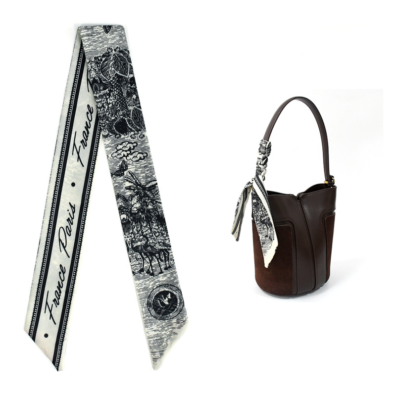 Primavera y otoño lindo y dulce bufanda de seda larga cinta para el cabello caja de regalo bolsa de amarre cinta multifunción fresca pequeña y versátil