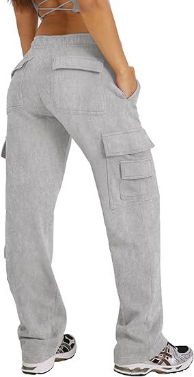 Women's Clothing New Multi Pocket Y2K Overalls Casual Loose Sports Fitness Wide Leg Pants_voghion.com