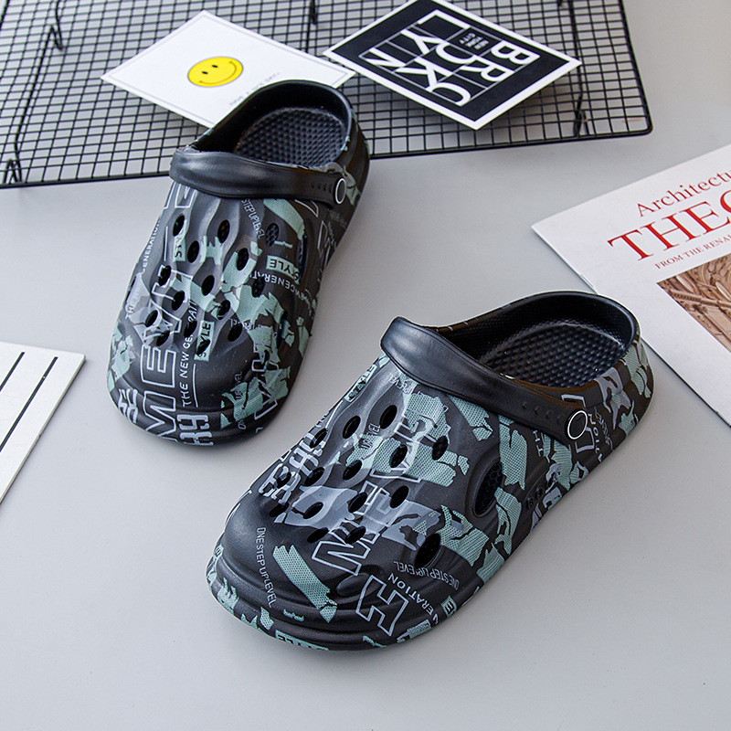 Zapatillas para hombres de verano nuevo estilo de ropa deportiva para conducir dos zapatos agujeros pisar la mierda sensación antideslizante sandálias de playa image 4
