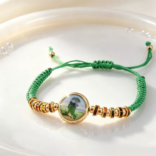 Cross-border best-selling adjustable bracelet, a handmade woven green rope knot lucky bracelet, perfect as a gift or accessory