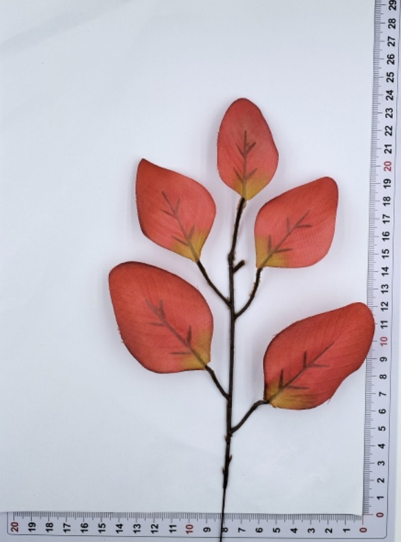 メーカー卸売りシミュレーション葉ユーカリ葉五叉シルク印刷葉鉄線付き枝飾り部品|undefined