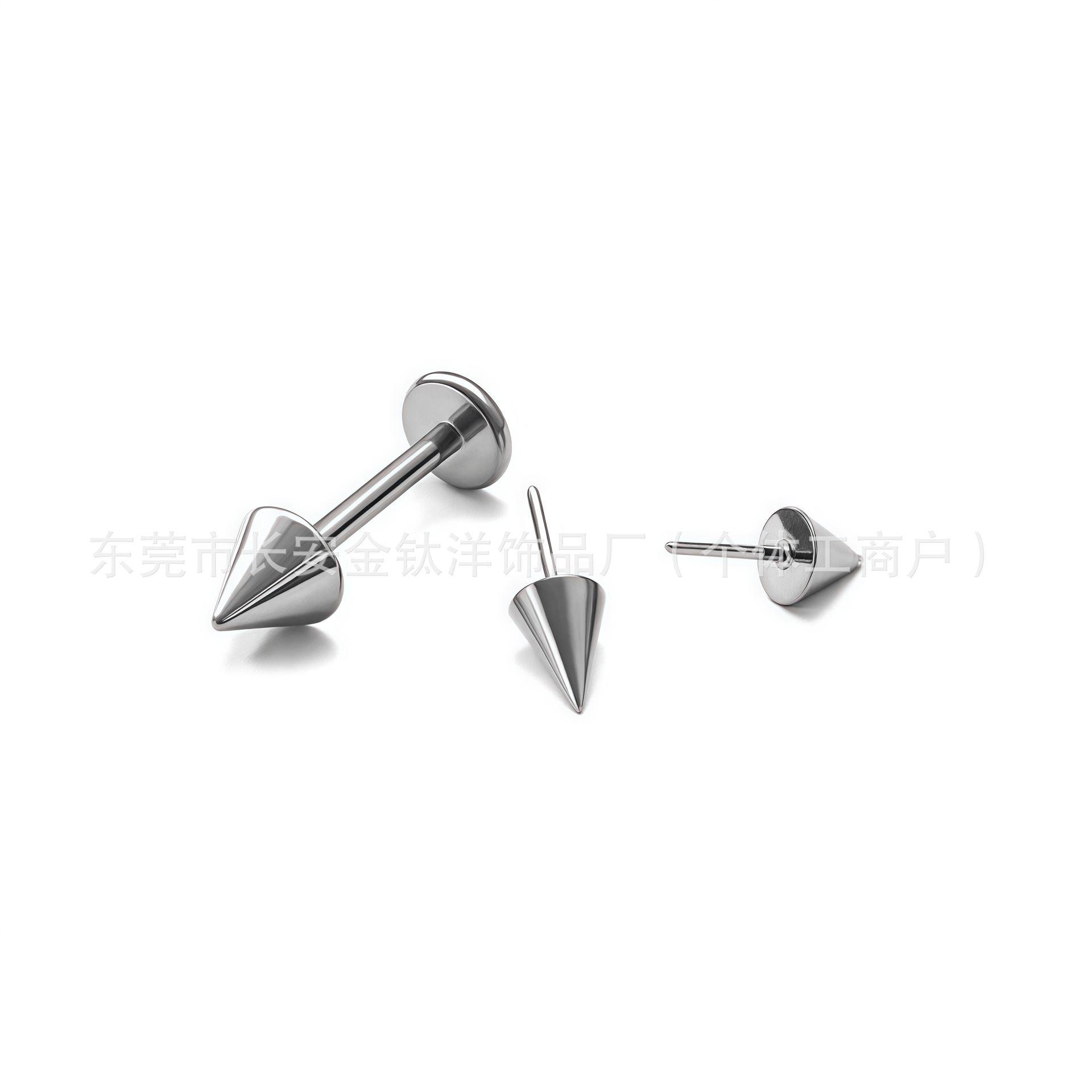 F136 Titanium Pointed Cone Devil Nail Lip Ring - G23 Titanium Alloy Lip Piercing Jewelry 4mm detail image 7