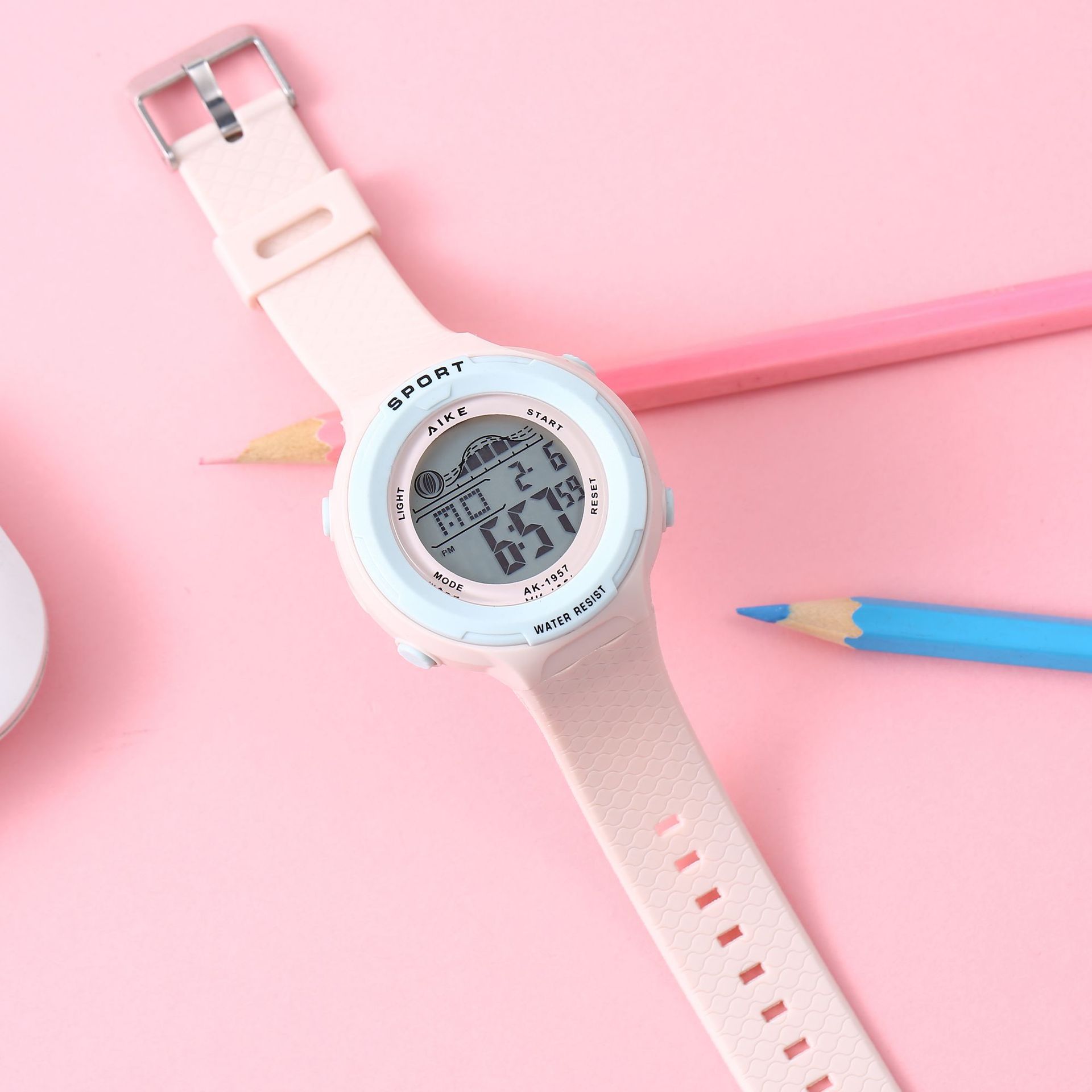 AIKE1979 color caramelo simple estudiante reloj deportivo impermeable jalea reloj electrónico cultural y creativo reloj de embalaje independiente