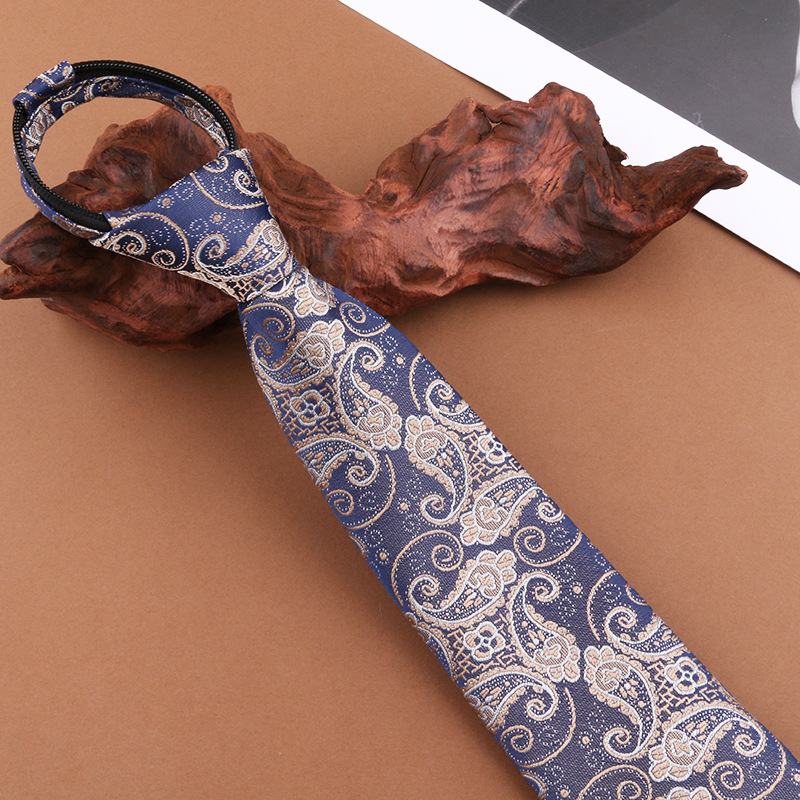 8cm拉链款潮流腰果银灰领带 (1)