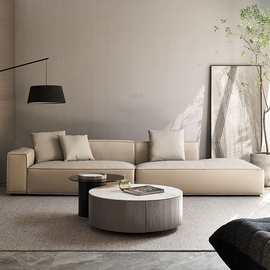 豆腐块沙发意式极简真皮沙发直排硅胶皮方块组合客厅设计师款沙发