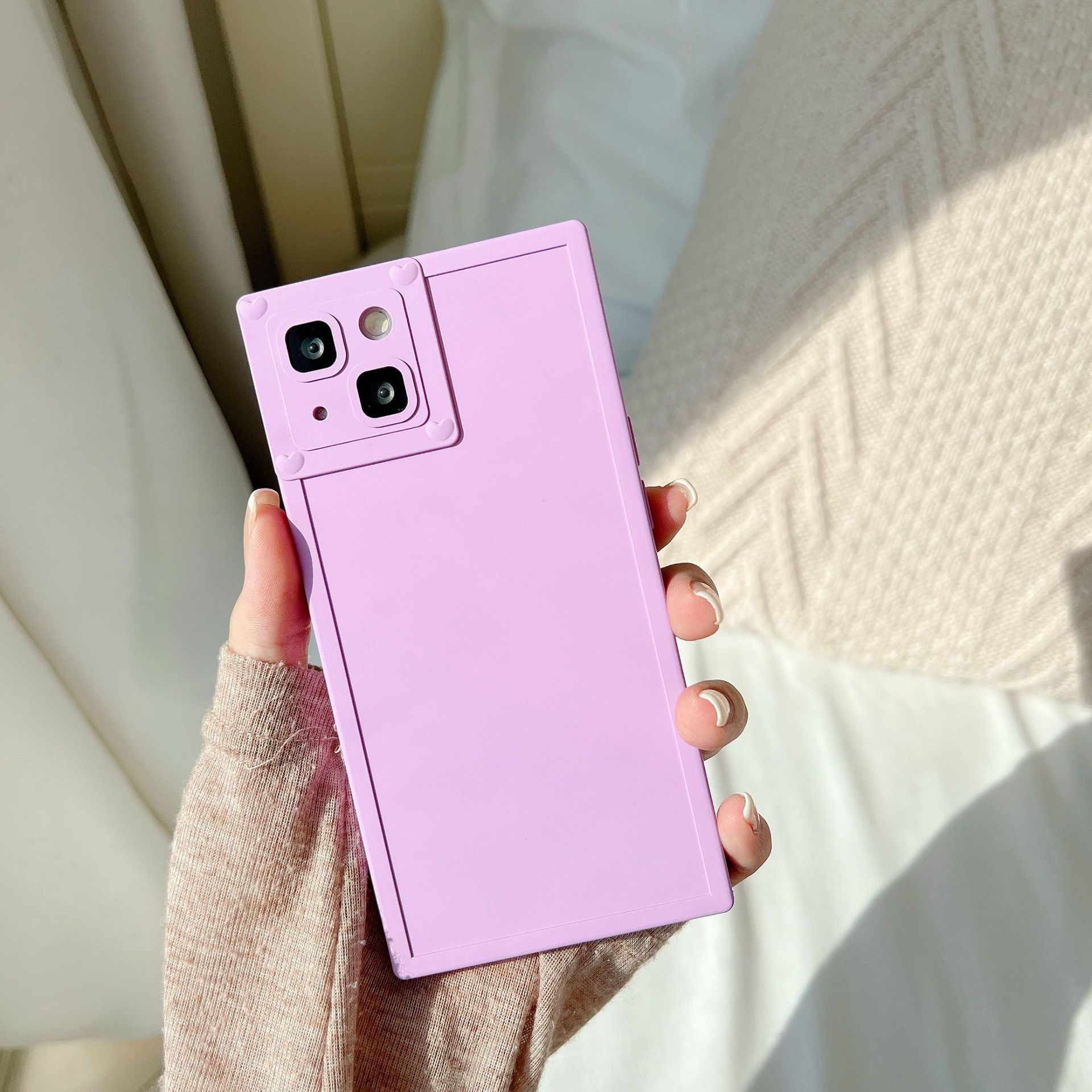 Title 11, Sade Düz Renkli Kare Telefon Kılıfı Yeni Niş Te...