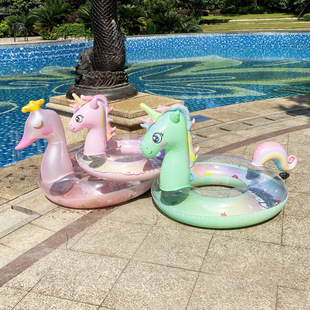 Internet Celebrity Ins Rainbow Horse Children's Seat Ring Thickened Baby Seat Ring Unicorn Swimming Ring Inflatable Underarm Swimming Ring