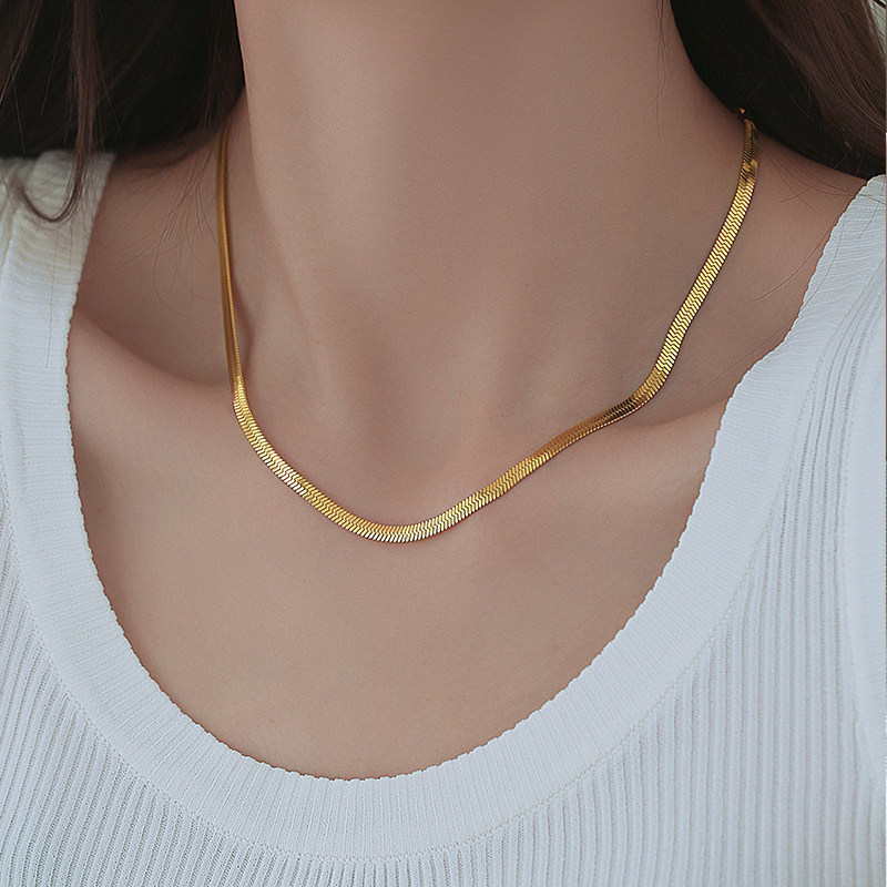 Transfronterizos Europa y América simple y exquisita cadena de hueso de serpiente versátil nueva cadena de tobillas de acero de titanio de moda femenina temperamento dorado cadena de pies de verano