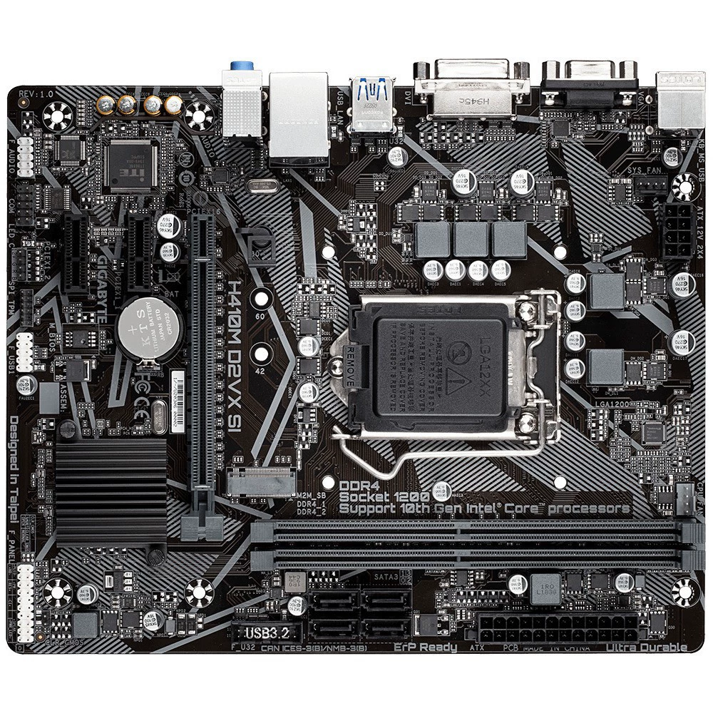 Материнская плата Gigabyte H410M-D2VXI-SI V2 V3 1200-пиновая DDR4 память с M.2 настольный компьютер