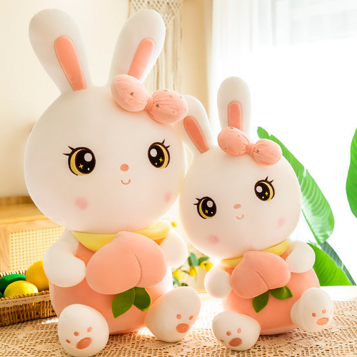 New Cute White Rabbit Plush Toy Peach Rabbit Rag Doll Rabbit Doll Pillow Doll Birthday Gift