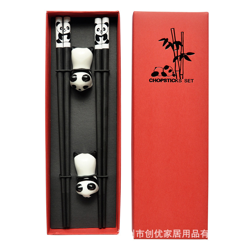 中国风熊猫筷子礼盒景区纪念品送老外陶瓷筷子拖家用高档伴手礼物