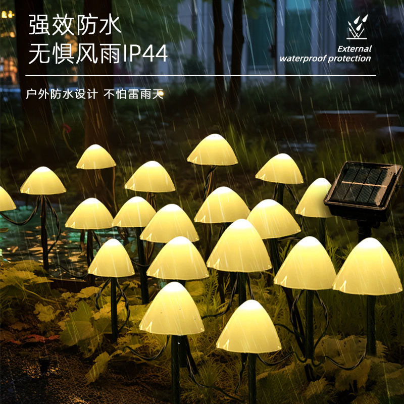 Cross-border new style solar light mushroom lamp outdoor courtyard garden ground plug lamp landscape festival decoration string light 