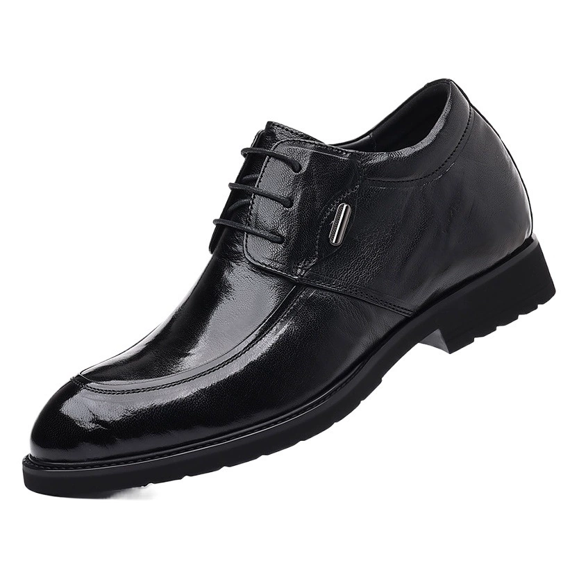 Новые весенние деловые кожаные туфли, увеличивающие рост, для мужчин, формальные мужские туфли из натуральной кожи в британском стиле с острым носком, черные туфли из мягкой овчины.
