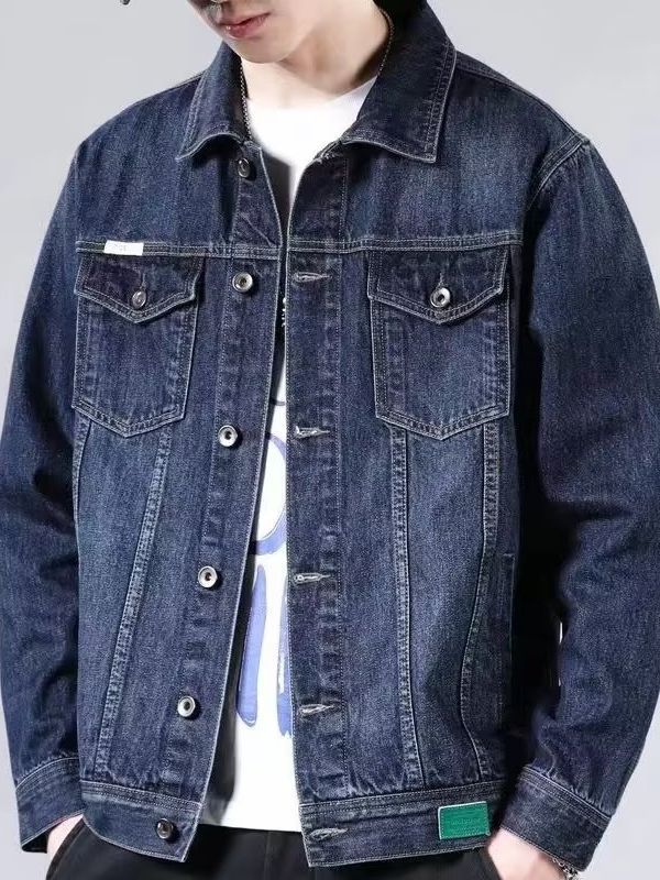 2023 otoño nuevo chaqueta de vaqueros hombre moda guapo chaqueta de trabajo primavera y otoño casual jeans simple