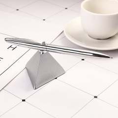 Triangle base hotel bank counter pen gift advertisement signature pen creative magnetic levitation rotating metal ballpoint pen