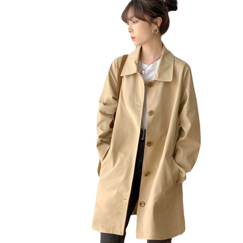 Длинное trench coat, куртка для студентов, корейский стиль, оверсайз, средней длины