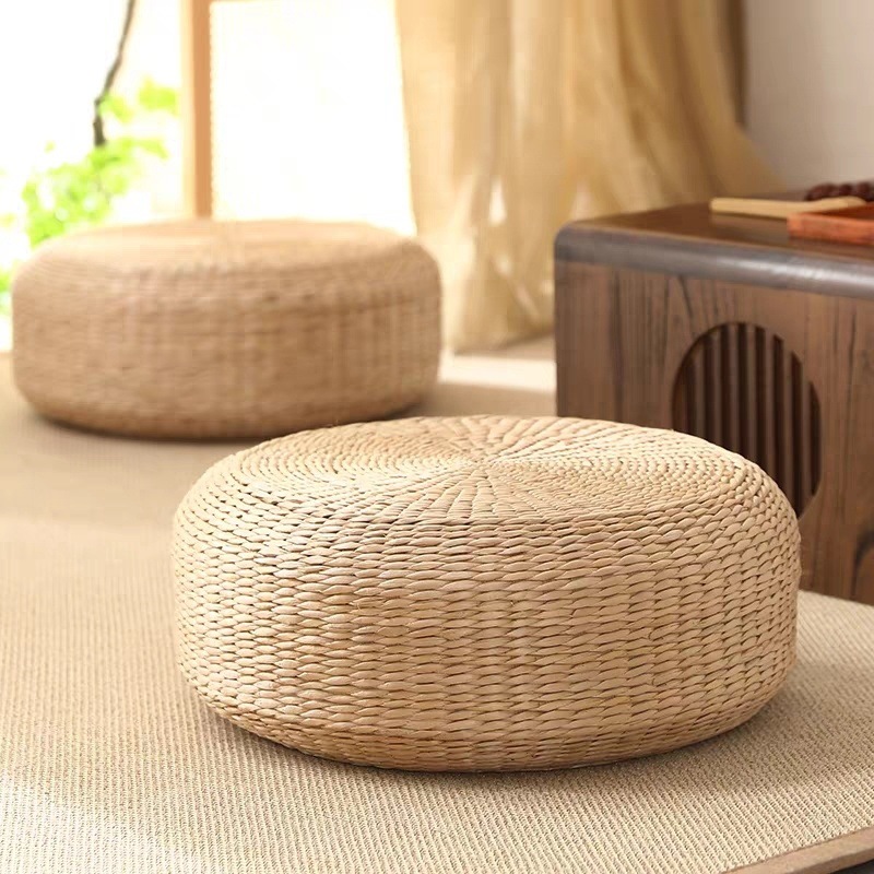 Cojín de futón de tatami de estilo japonés, piso perezoso en casa, meditación, estera de paja, ventana salediza suave