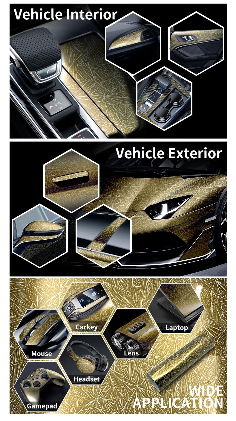Cross-Border New Product Pet Forged Ice Crack Carbon Fiber Central Control Interior Red Blue Rearview Mirror Full Body Film