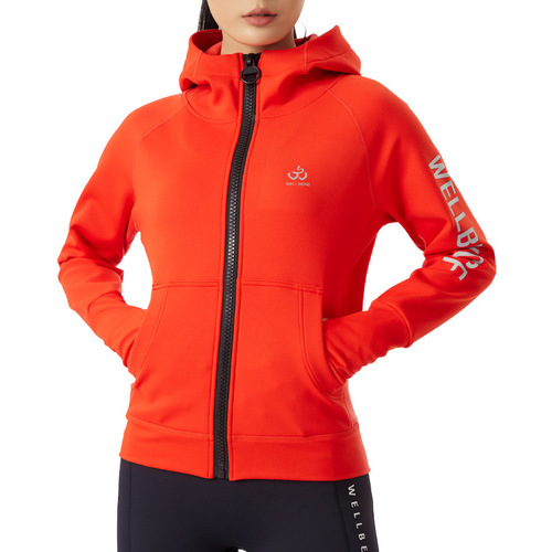 Winter Outdoor New Fleece Lined Hooded Solid Color Sports Top Fitness Running Yoga Training Jacket