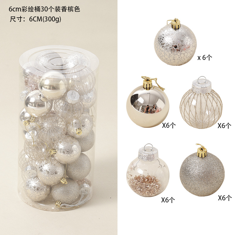 Nuevo champán blanco bola de Navidad árbol de Navidad decoración colgante bola de colores transparente ventana de decoración de props