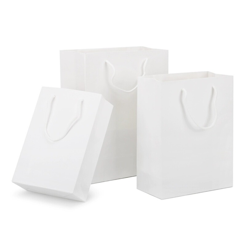 現物卸売り白紙紙純白袋服装店包装袋プレゼント手提げ袋paper tote bag|undefined