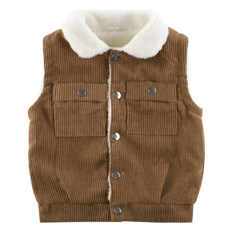 Ropa de primavera para niños, chaleco infantil, nuevo estilo 2024, chaleco de lana de cordero para niños, ropa de bebé con forro polar, top cálido