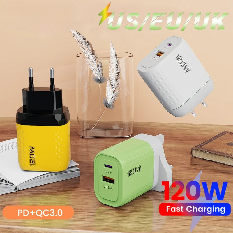 120W USB Charger Type-C Fast Charging Adapter PD Super Fast Charging Mobile Phone Charger Wholesale
